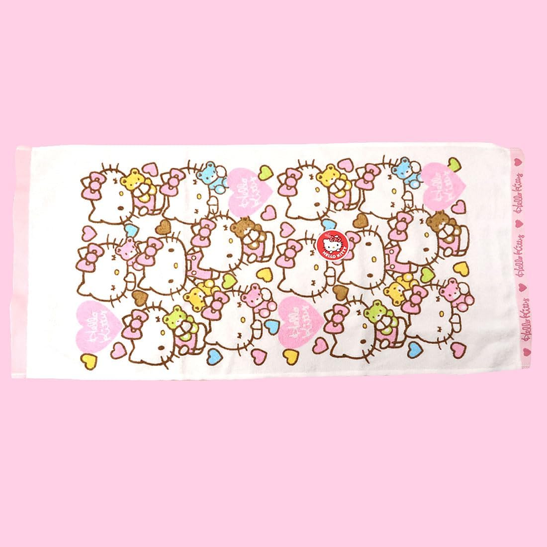 Kitty and Bear Face Towel Set - 2 Sets Pink Blue for Kids