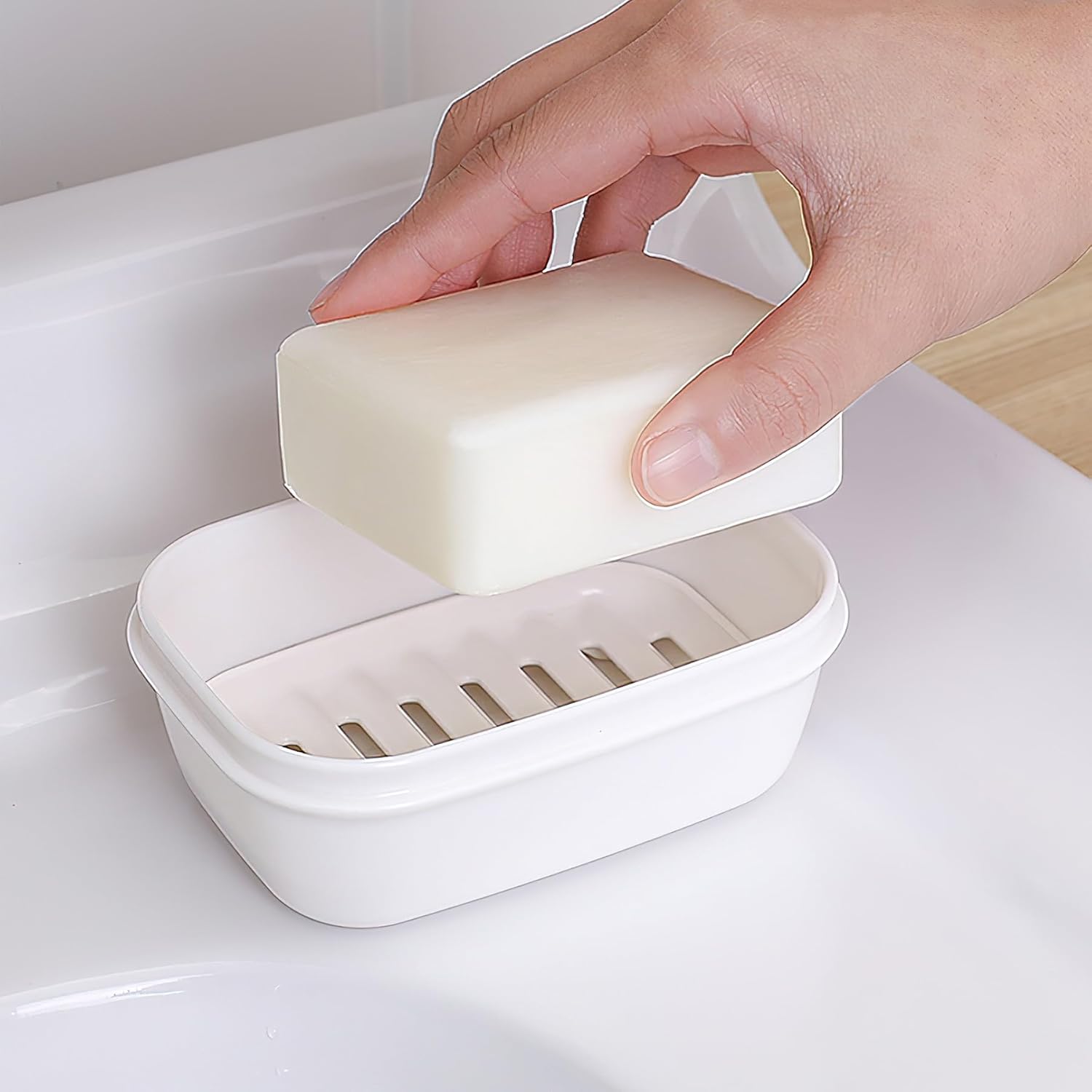 2 Pack Portable Soap Dishes with Leak-Proof Lid and Drain