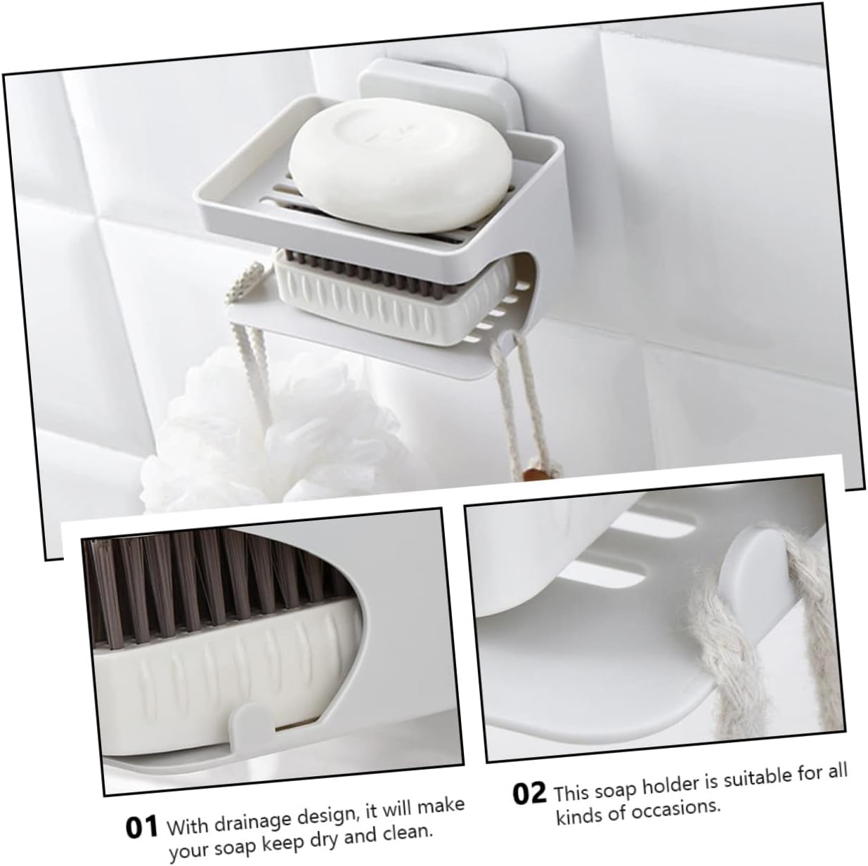 ABOOFAN Double Layer Hanging Soap Rack for Bathroom