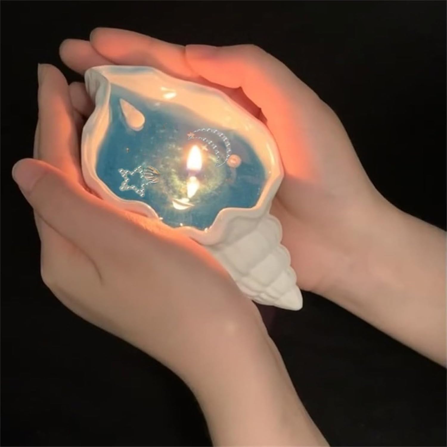 Niaviben Aquamarine Starry Pearl Jelly Candle