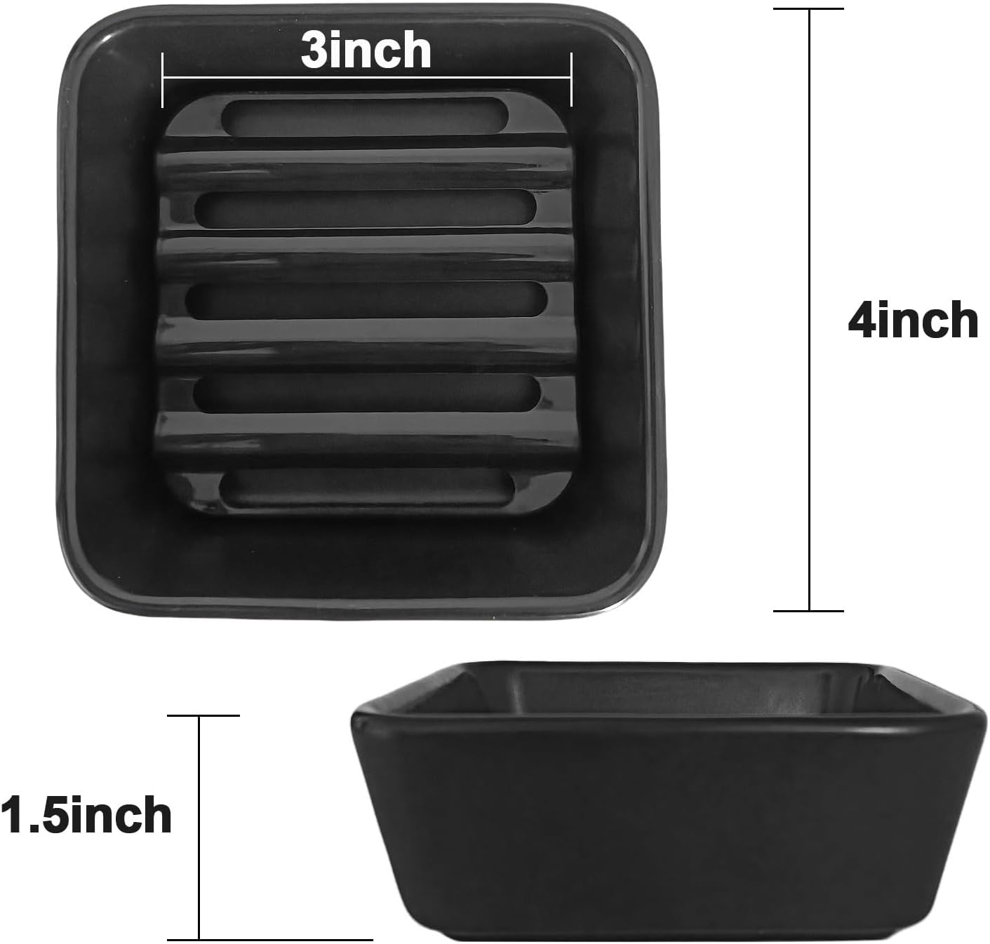 Vonpri Ceramic Soap Dish Square Drainage Holder for Bathroom and Kitchen