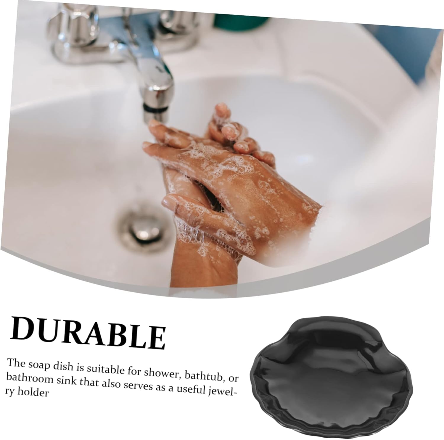 HOLIDYOYO Seashell Soap Dish Black Acrylic Bar Soap Holder