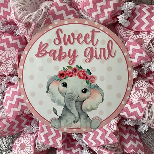 Sweet Baby Girl Handmade Mesh Wreath with Aluminum Accent