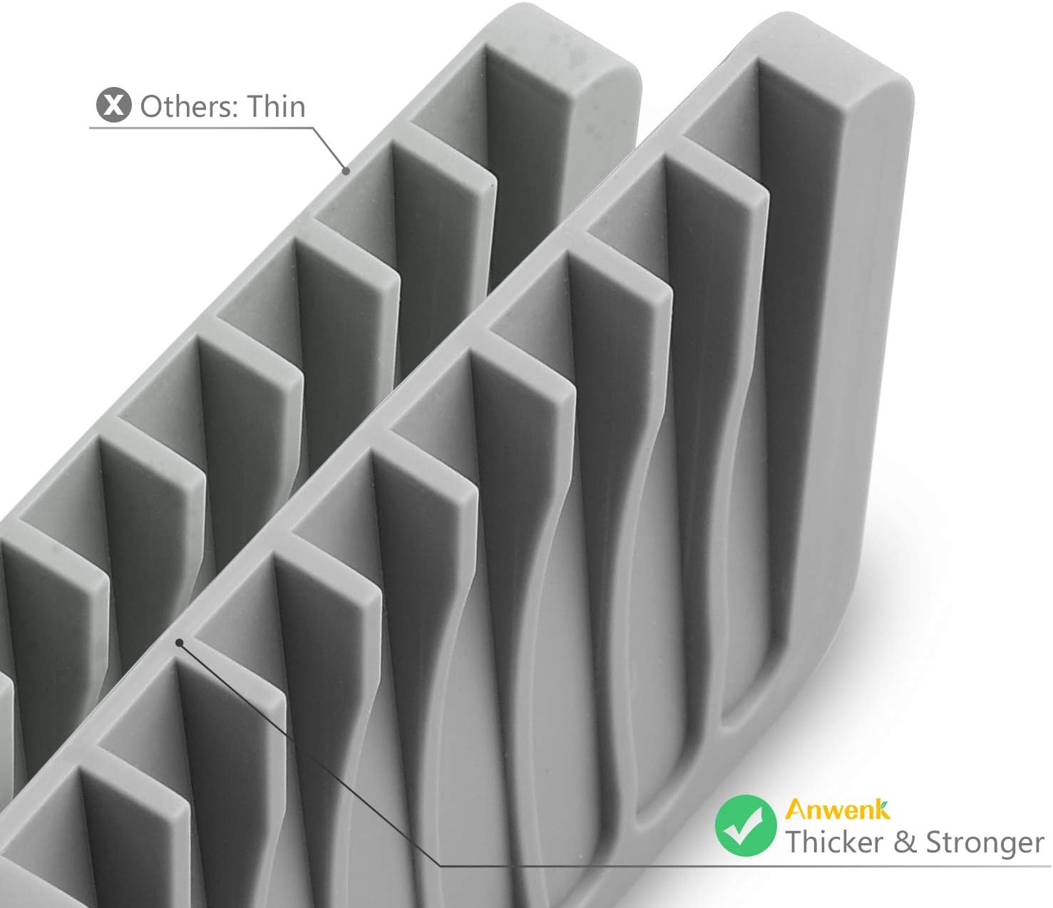 Anwenk Flexible Silicone Soap Dish - Grey 1Pack 1
