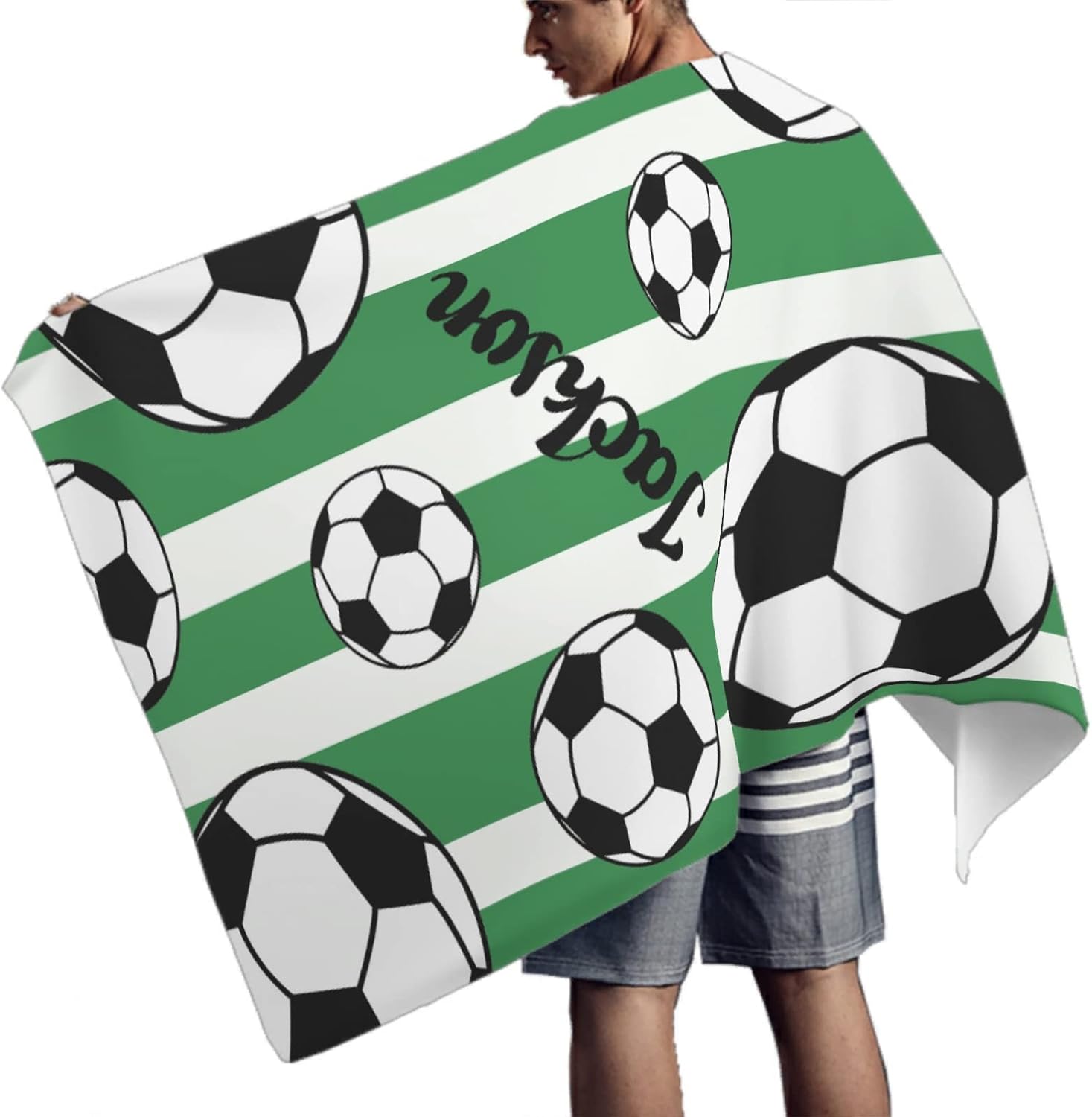 Personalized Soccer Football Beach Towel with Name for Kids