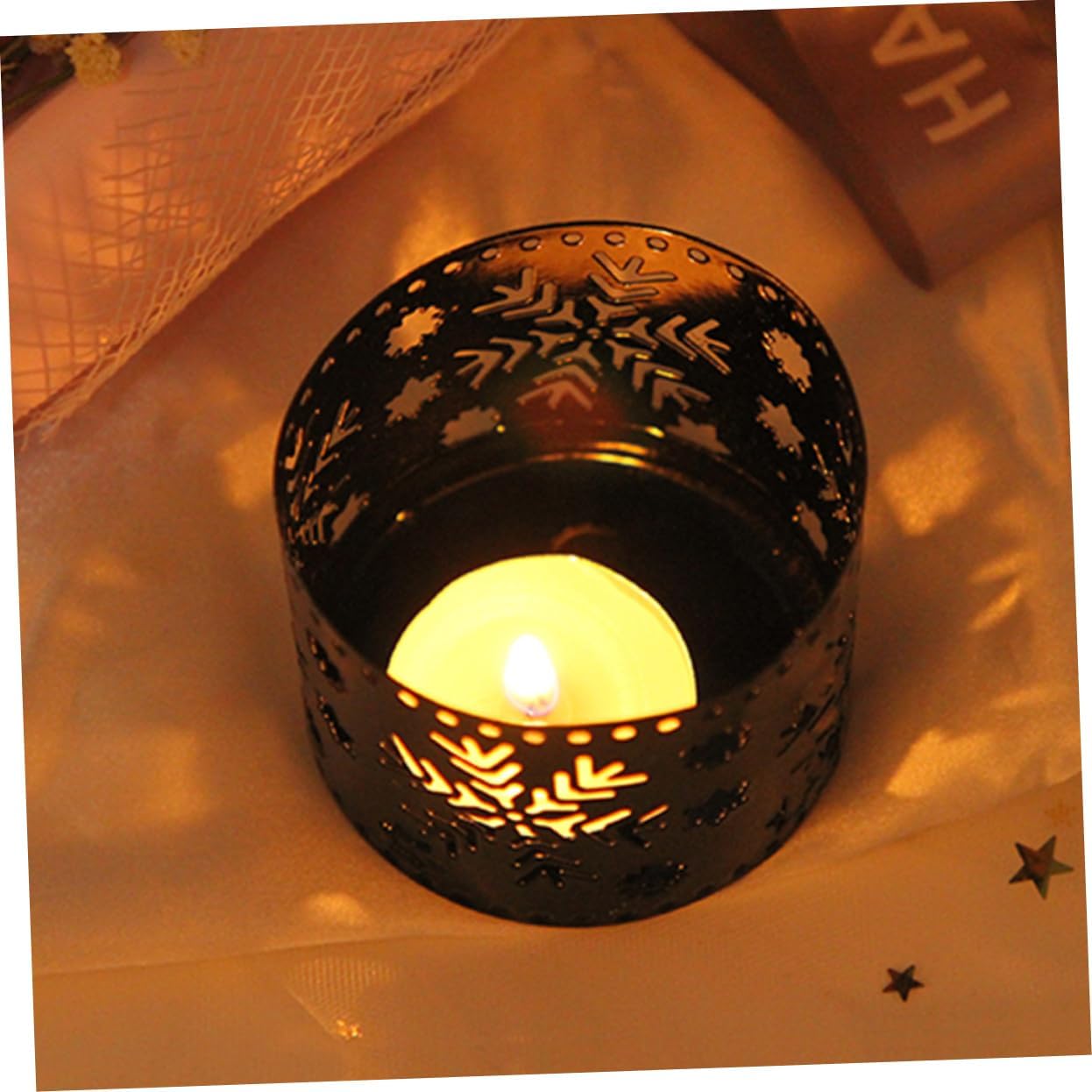 Iron Snowflake Candle Holder Christmas Decor