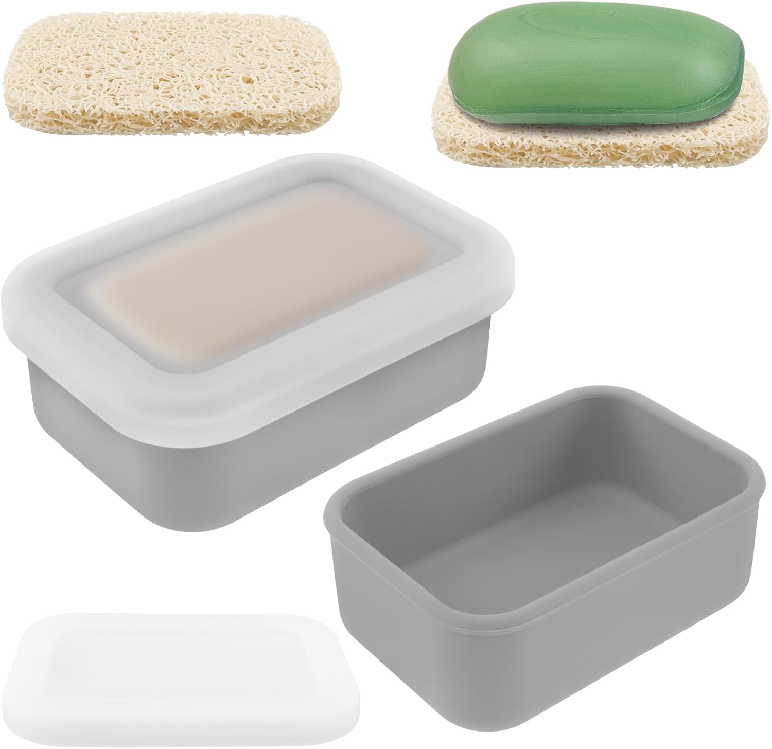 Travel Soap Container with Leakproof Silicone Lid and Drainage Pad