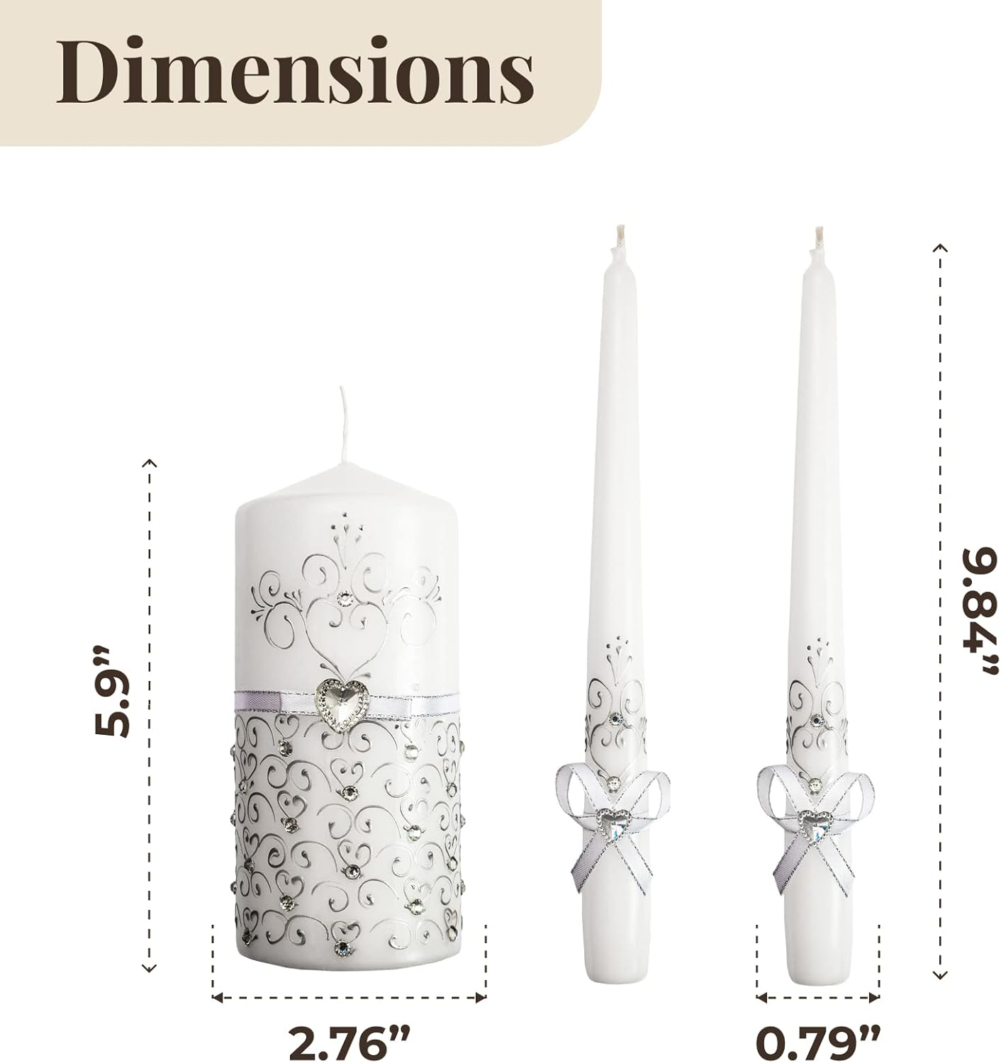 VABA Unity Candles 3 Pcs Wedding Ceremony Set