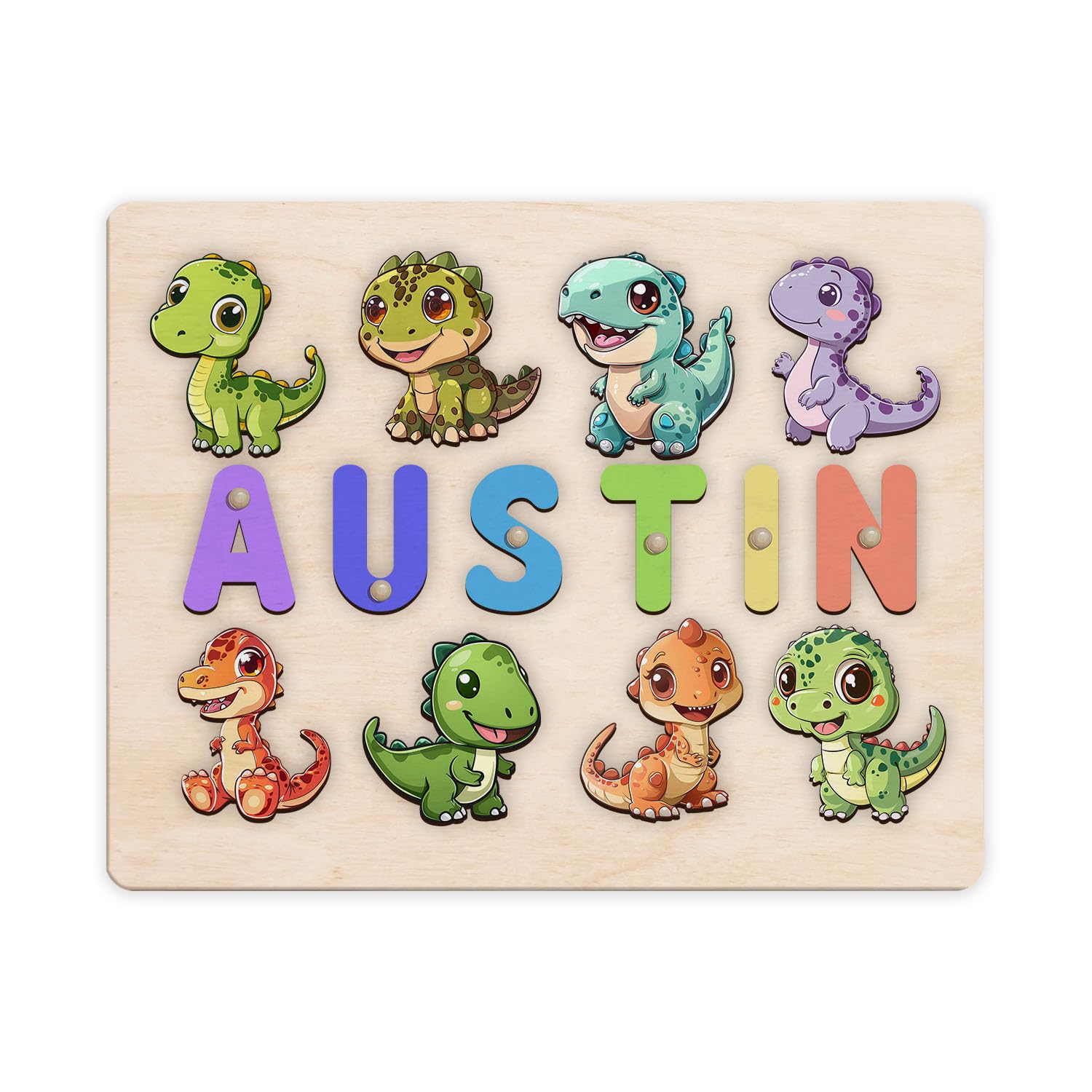 Personalized Dinosaur Puzzle Montessori Toy for Kids