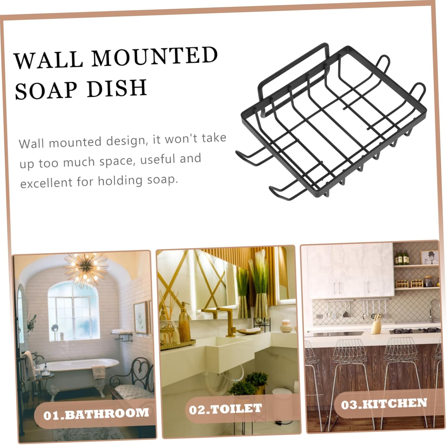 LIFKICH Wall Mounted Soap Dish - Rustproof and Self Draining