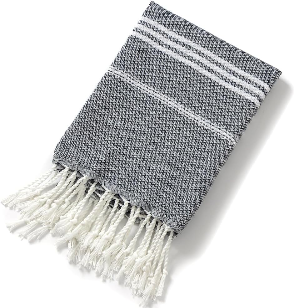 Turkish Cotton Beach Towel with Tassels - Quick Dry Lightweight 1