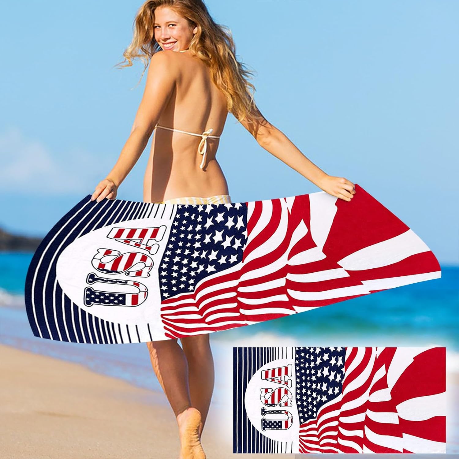 Lovskoo 4th of July Microfiber Beach Towel 27x55in