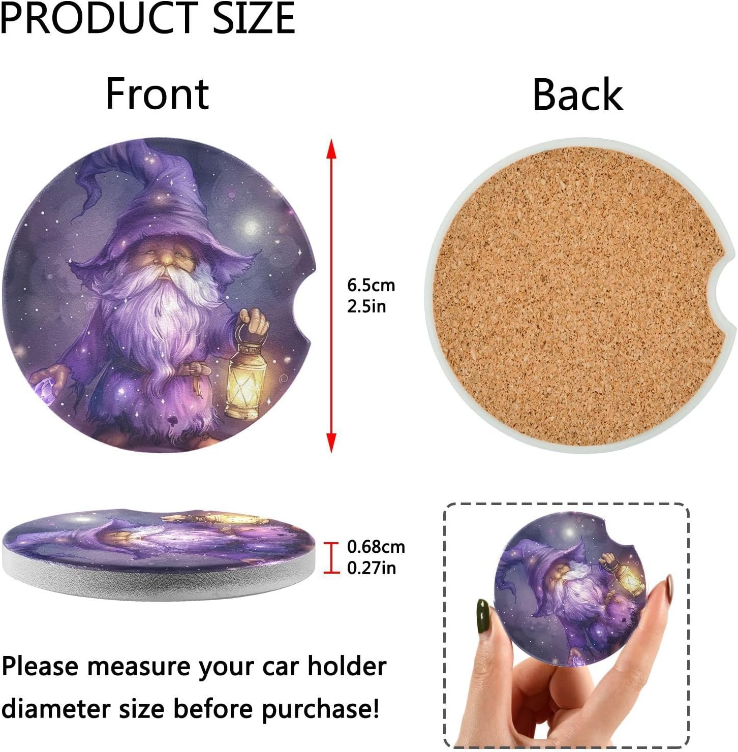 Takiito Fantasy Gnome Car Coasters 2 Pack