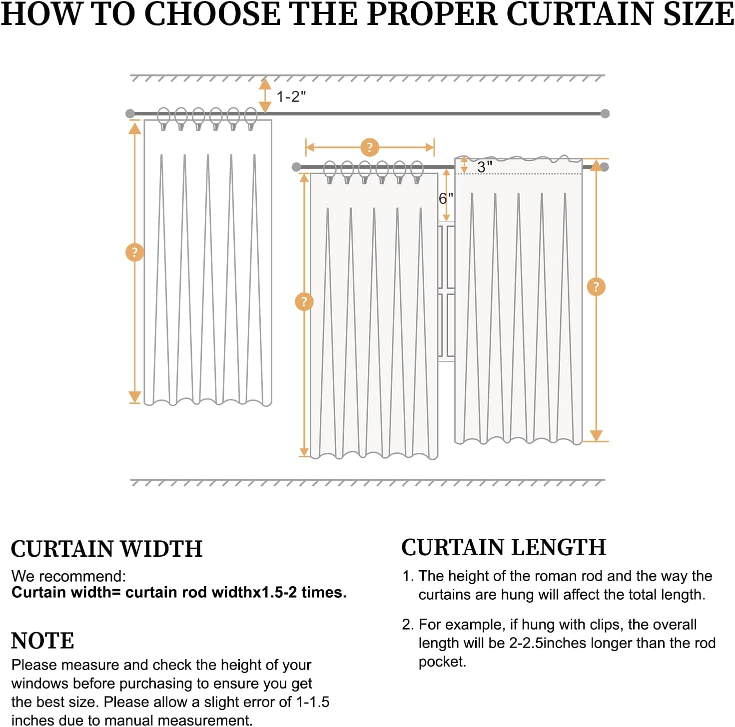 Hugmoom Blackout Linen Curtains 2 Panels Set 96 Inches Long