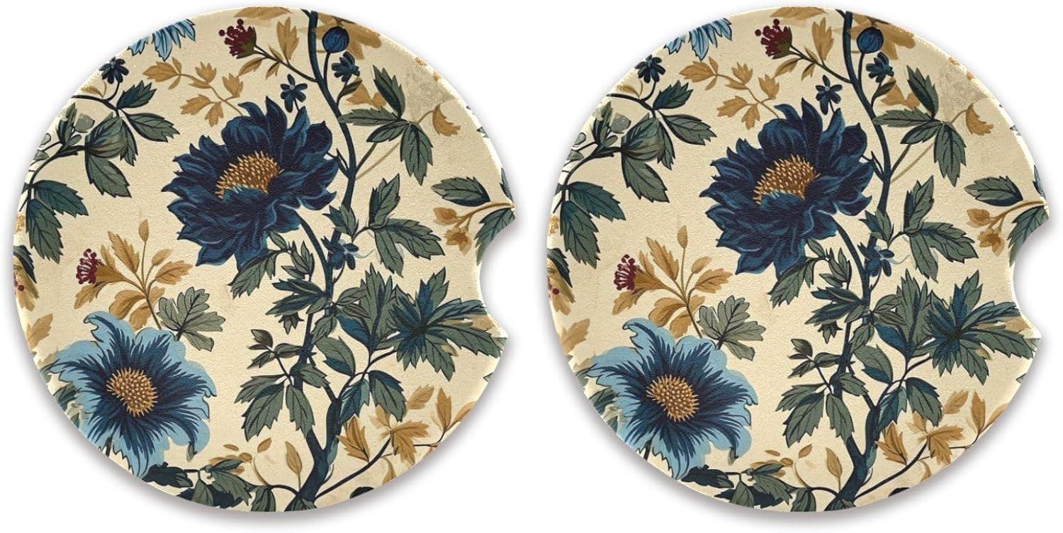 Takiito Wild Flower Car Cup Holder Coasters 2 Pack