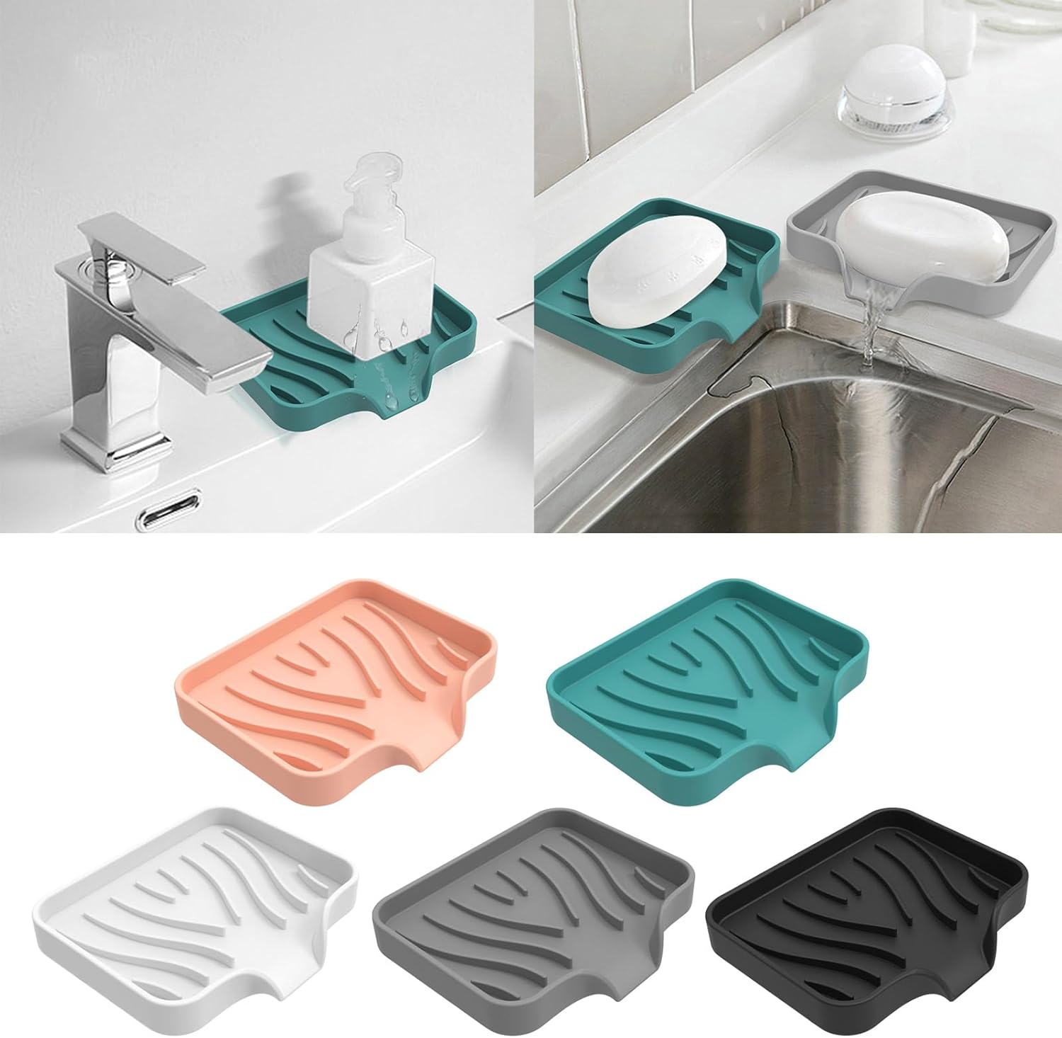 LEYILE Kitchen Sink Soap Sponges Tray Holder