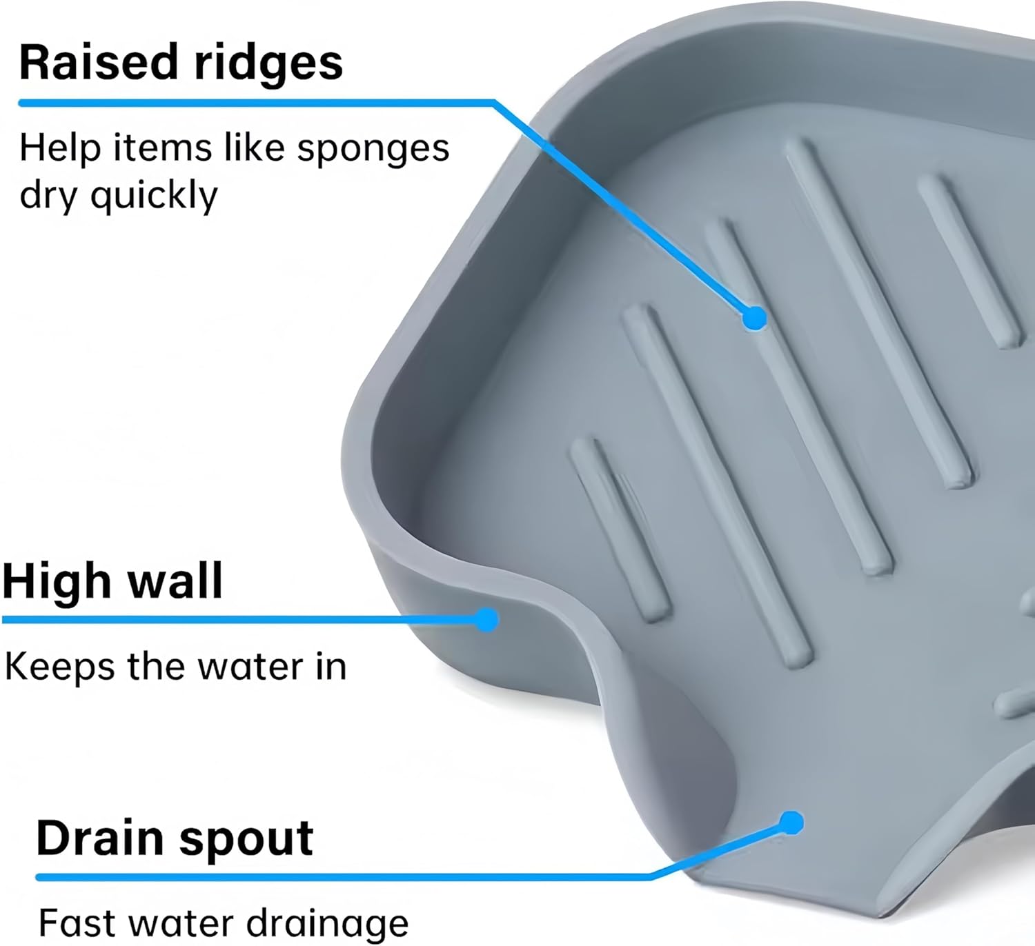 Silicone Soap Dish with Drain 1 Pcs Grey