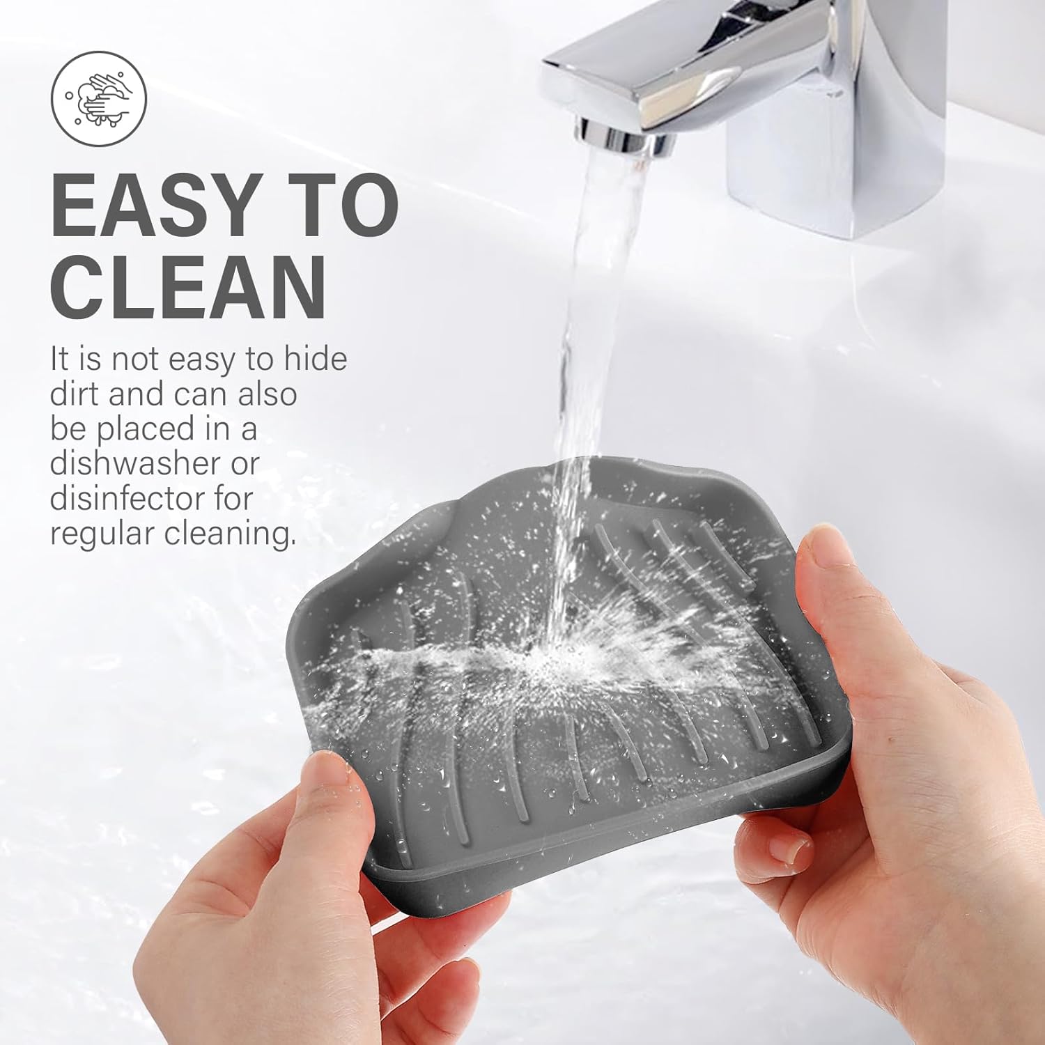 2PCS Self Draining Soap Holder Grey
