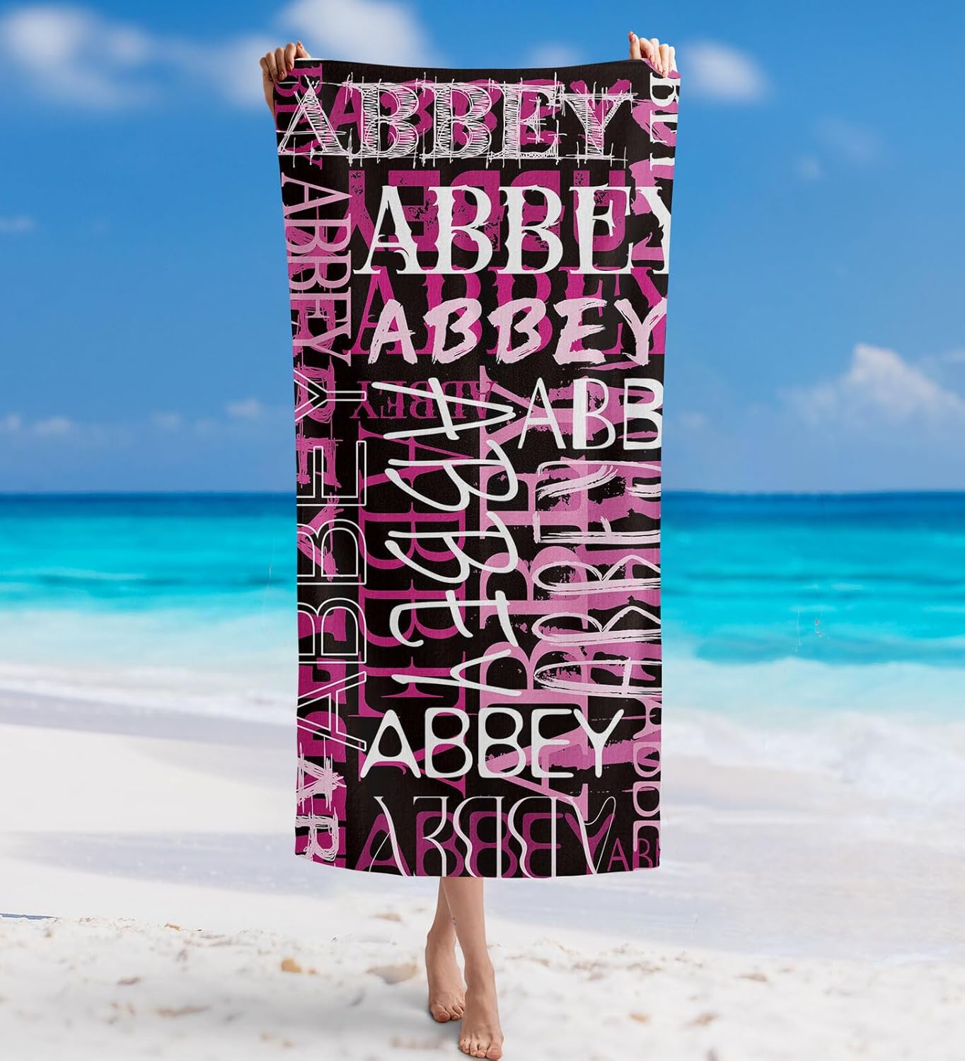Custom Beach Towel with Name Made in USA 1