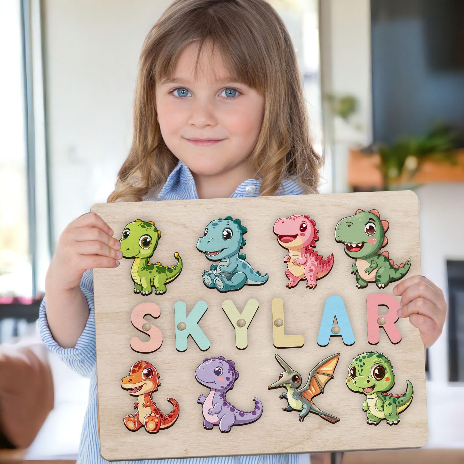 Personalized Name Dinosaur Puzzle Montessori Toy