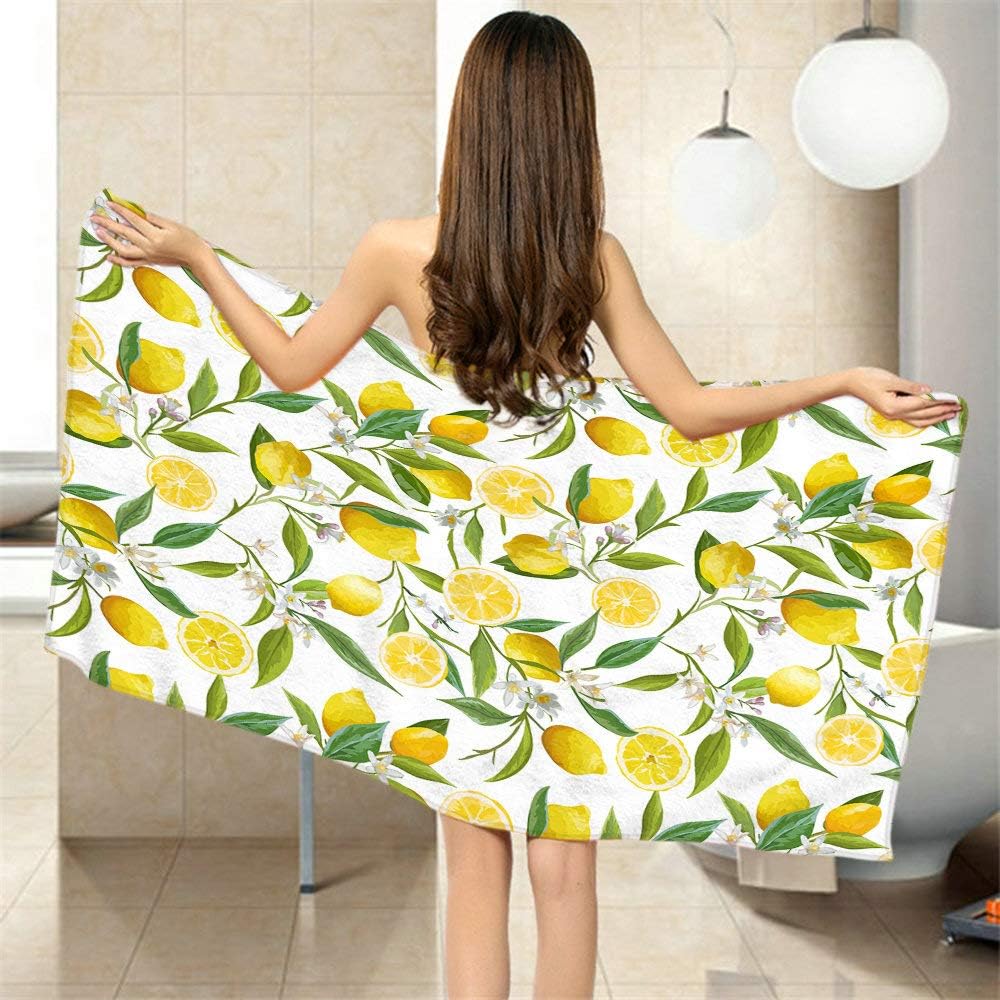 Moslion Comfy Bath Towels Exotic Lemon Tree Design