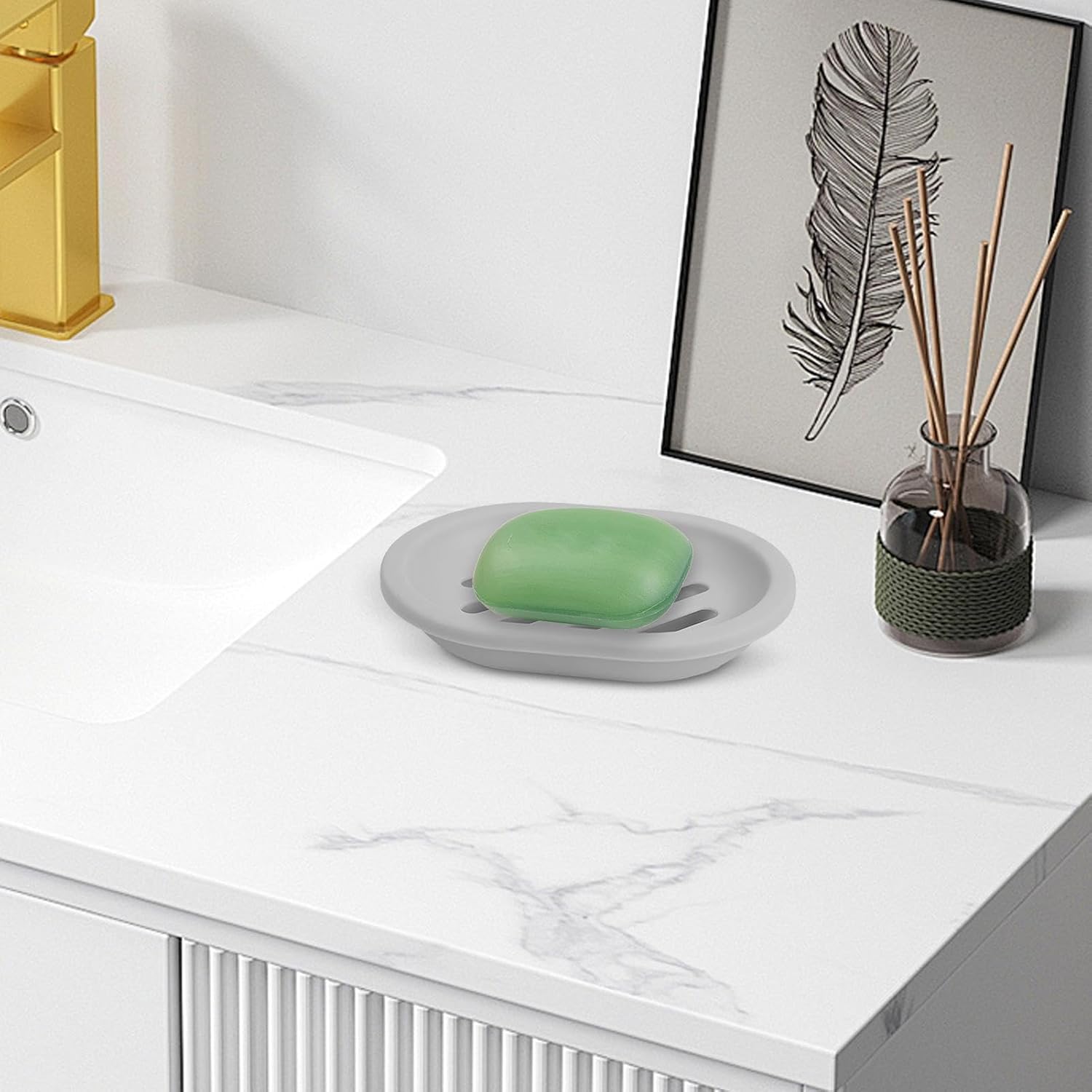 Sturdy Soap Holder with Drain 52x398x1 Inch Gray