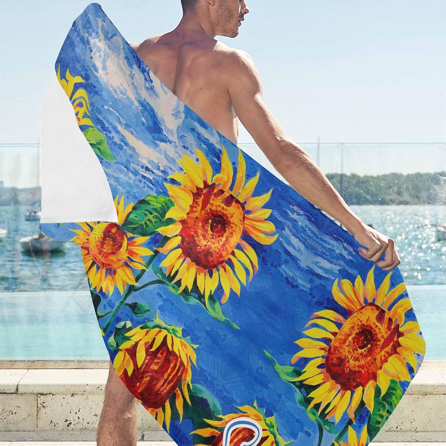 Personalized Beach Towel with Initials for Men Women Kids