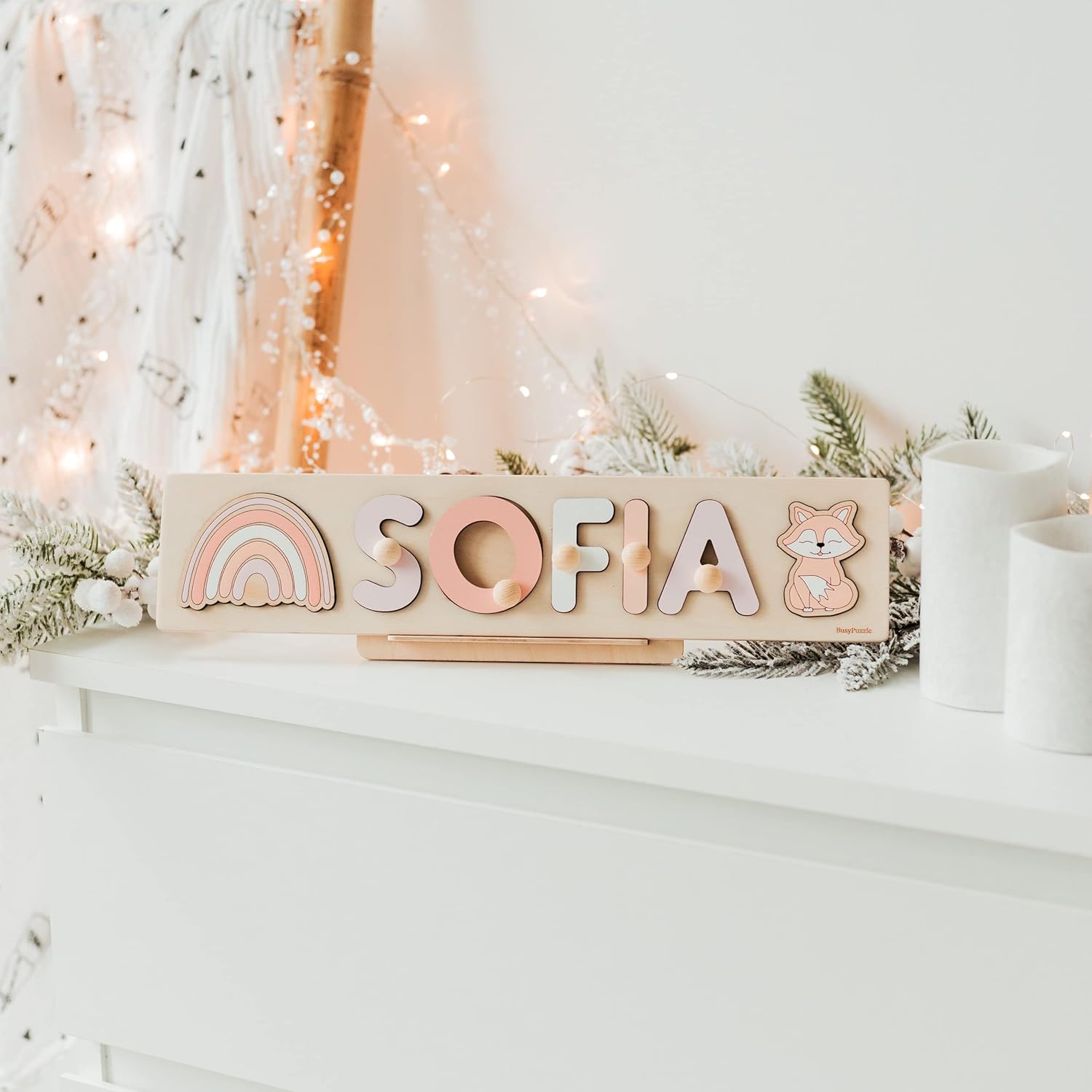 Personalized Wooden Name Puzzle with Pegs for Kids