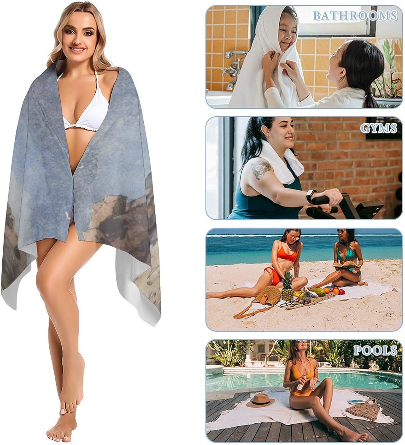 AMEIZHUB Large Beach Towel with Anchor Design