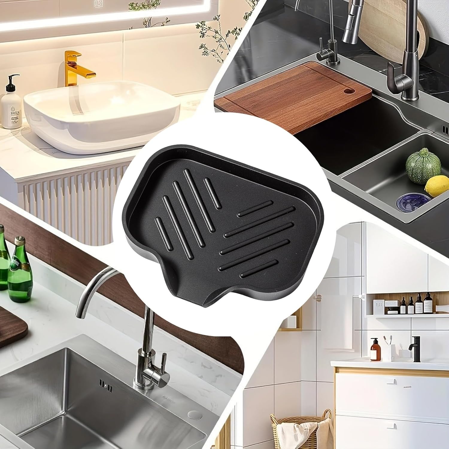 MERAIJIN Silicone Soap Dish with Drain Spout - Bathroom and Kitchen Organizer