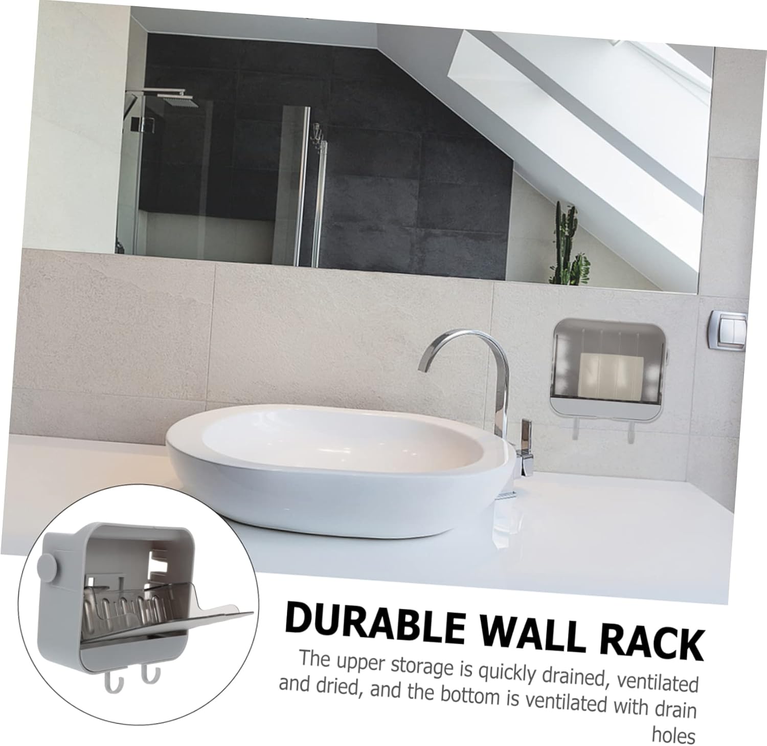 MAGICLULU 2 Hook Wall Mount Soap Dish for Bathroom and Kitchen