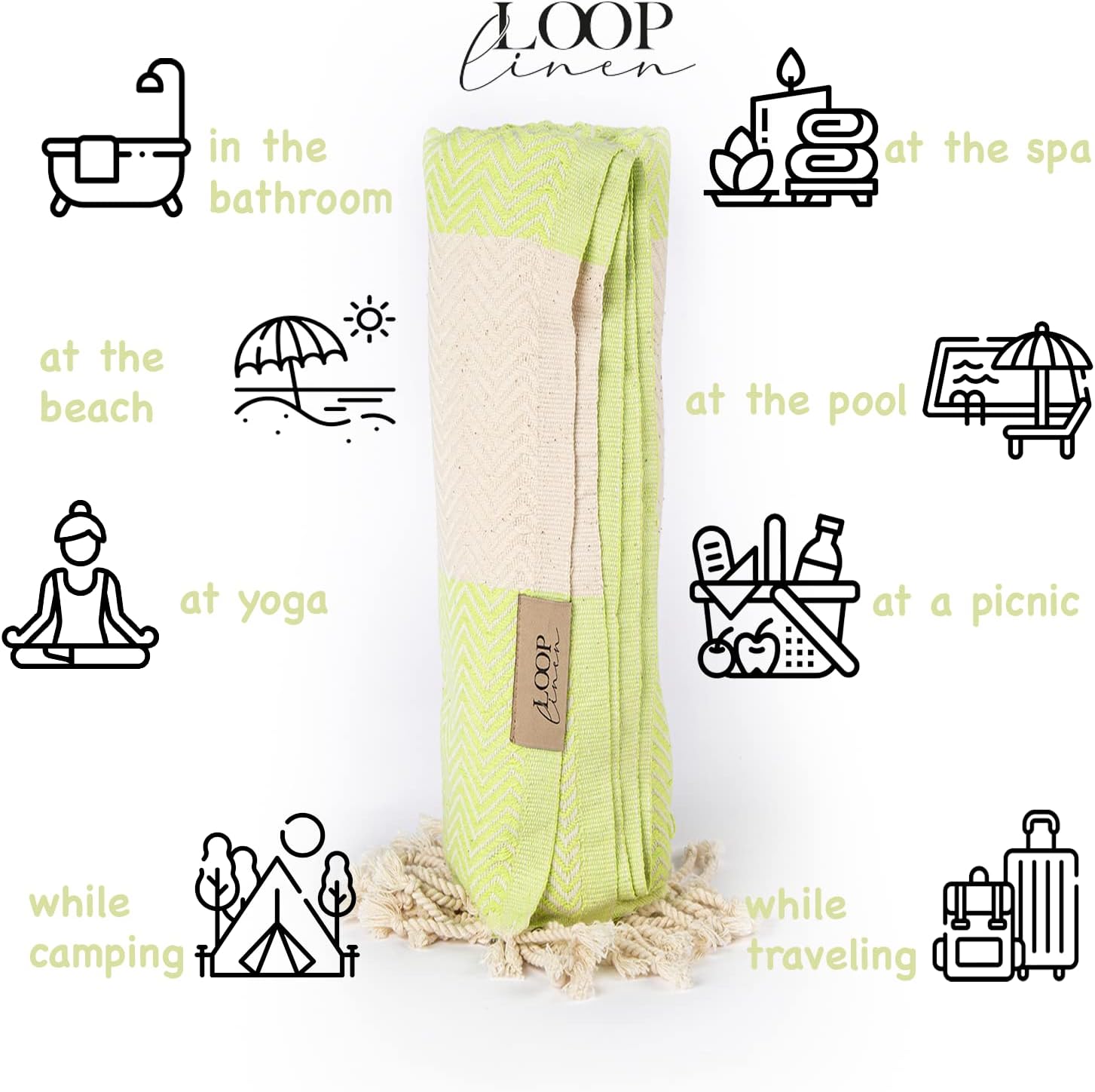 Loop Linen Cotton Beach Towel - Large Soft Stylish