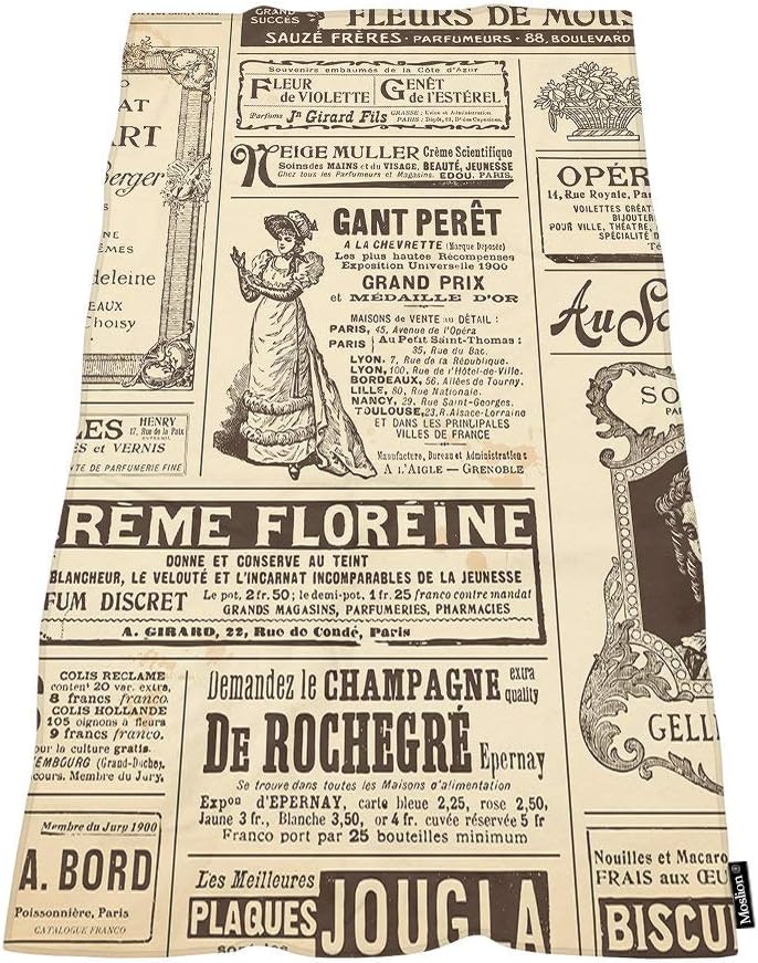 Moslion Retro Vintage Newspaper Bath Towel Set