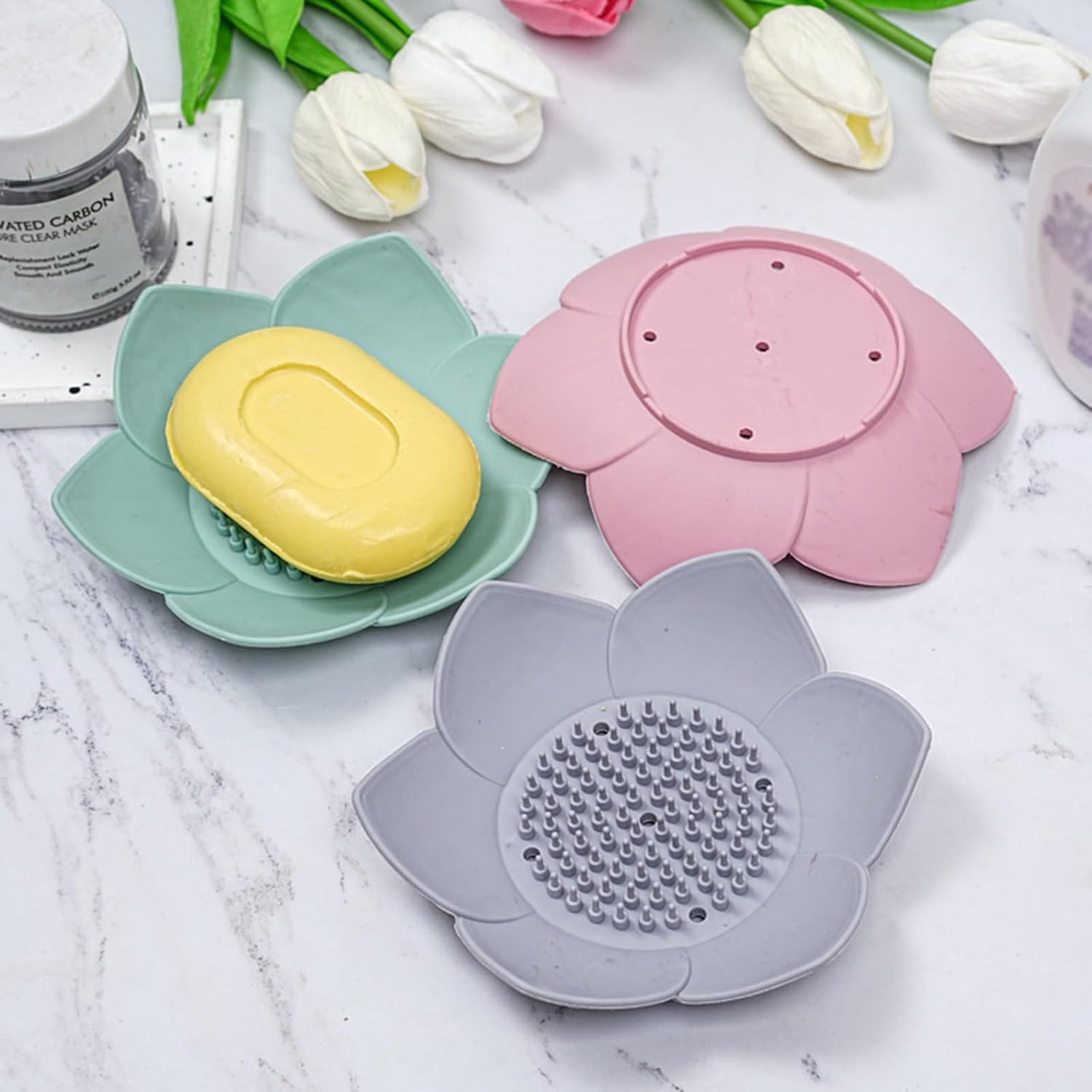 QUARK Lotus Shape Silicone Soap Holder