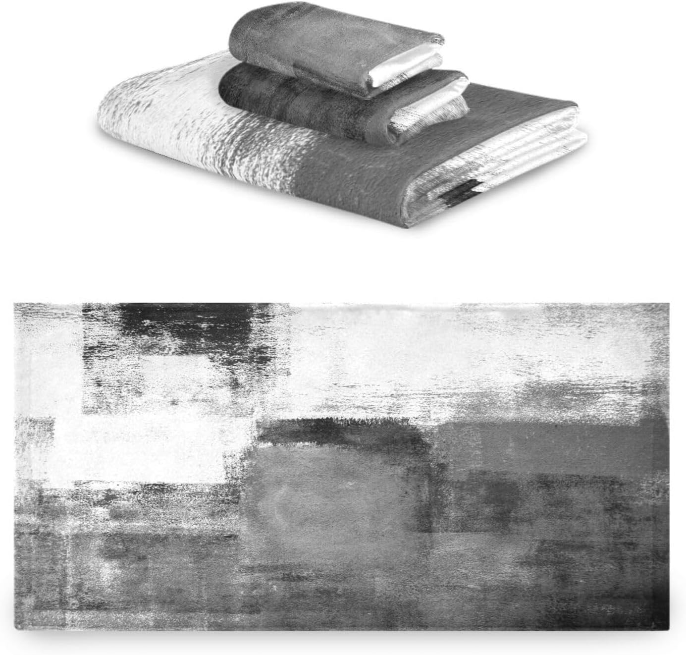 MATEKULI 3-Piece Black White Grey Towel Set