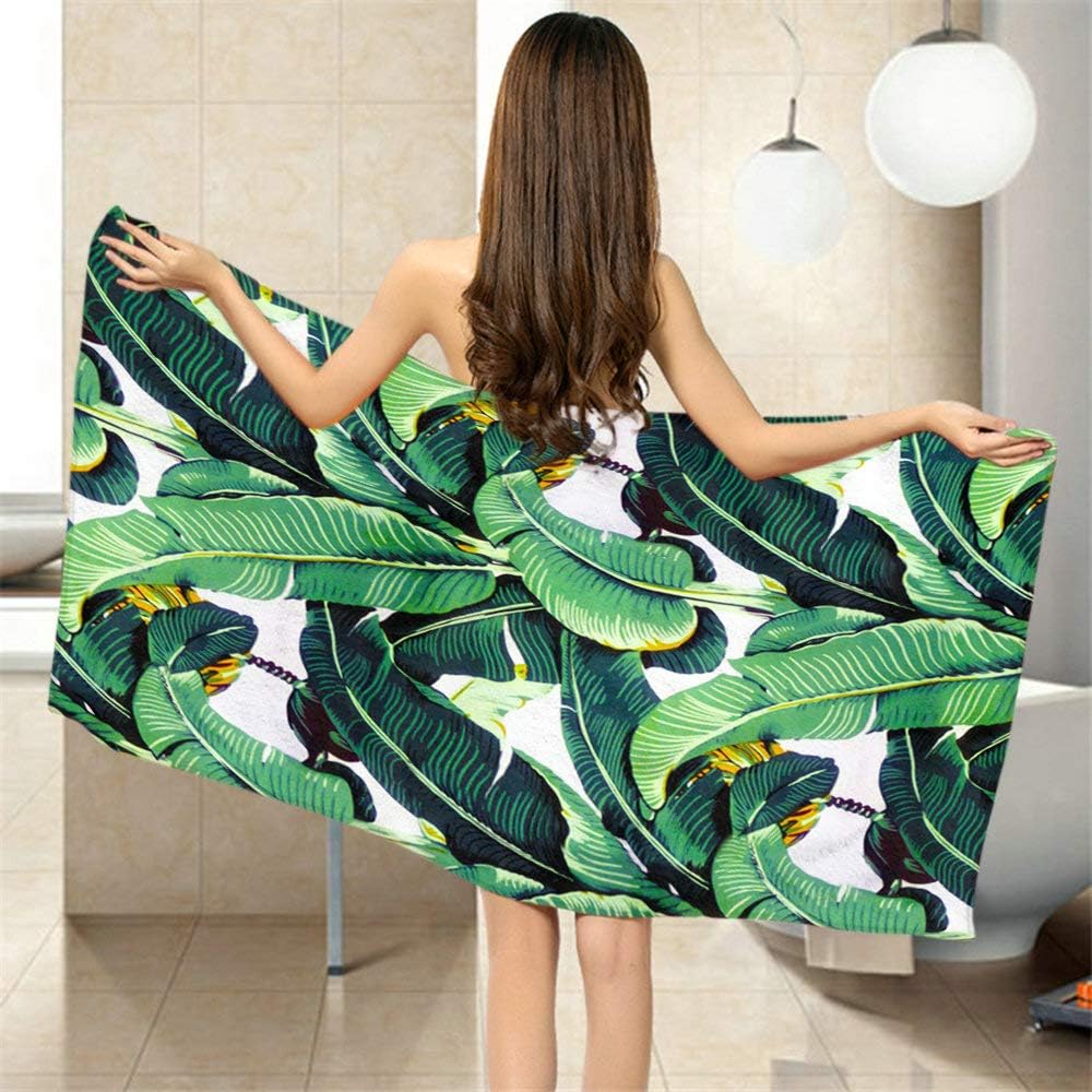 Moslion Comfy Bath Towels Banana Leaf Design