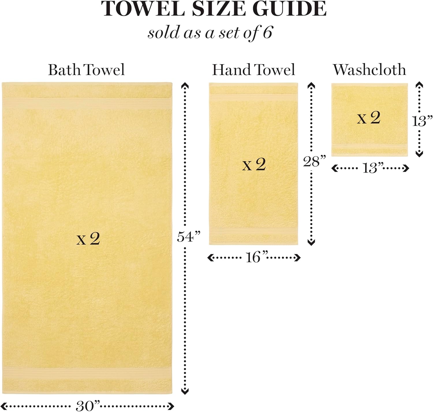 Martha Stewart Butter Yellow Egyptian Cotton Bath Towel Set - 6 Piece 1
