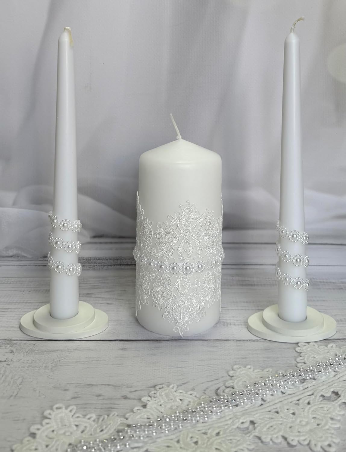 Magik Life Unity Candle Set - 6 Pillar 2 Taper Candles - White