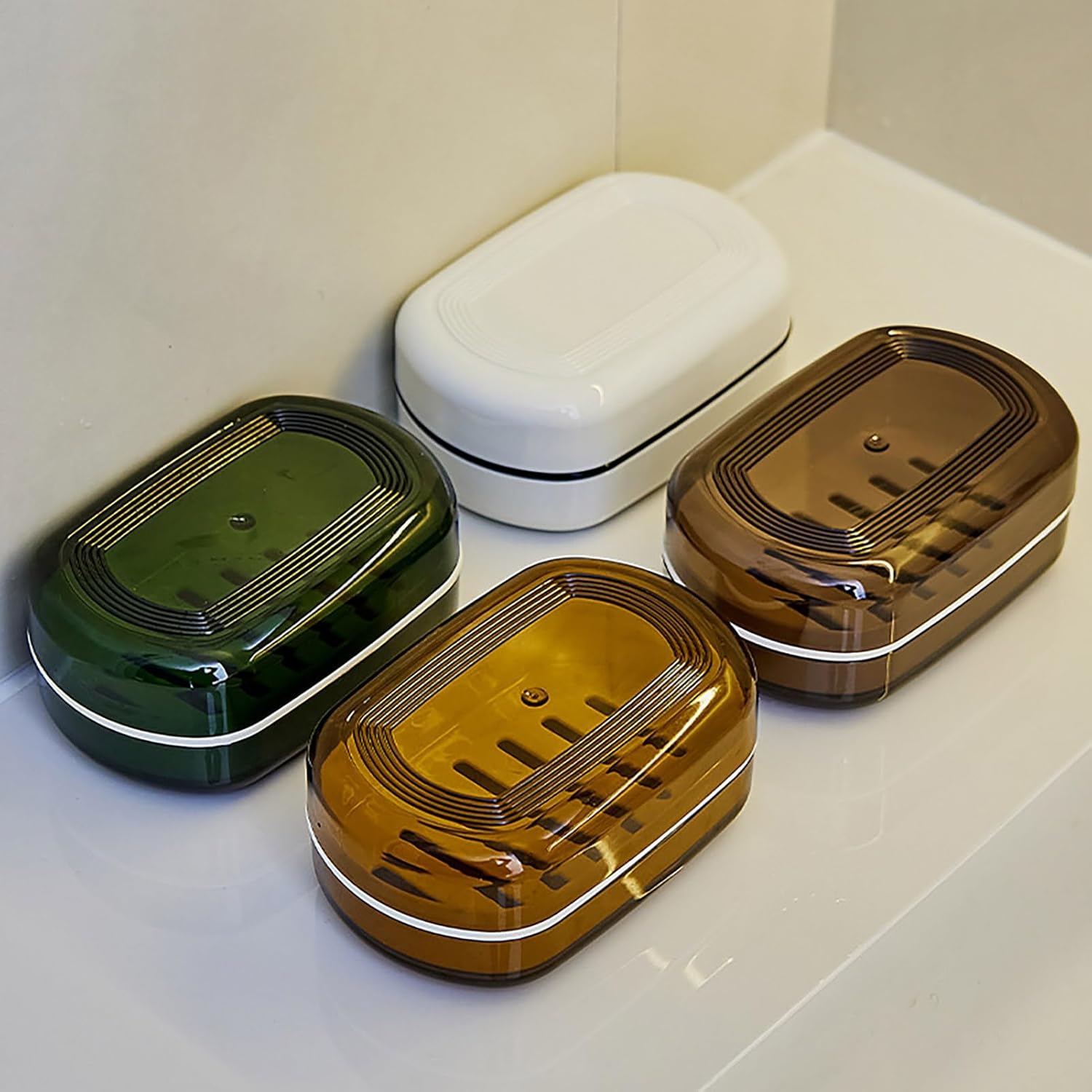 Loyliawa Soap Dishes with Lid and Draining Rack
