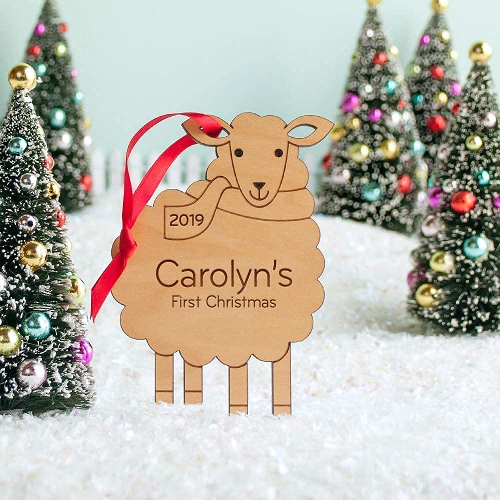 Graphic Spaces Personalized Babys First Christmas 2024 Wood Ornament 1
