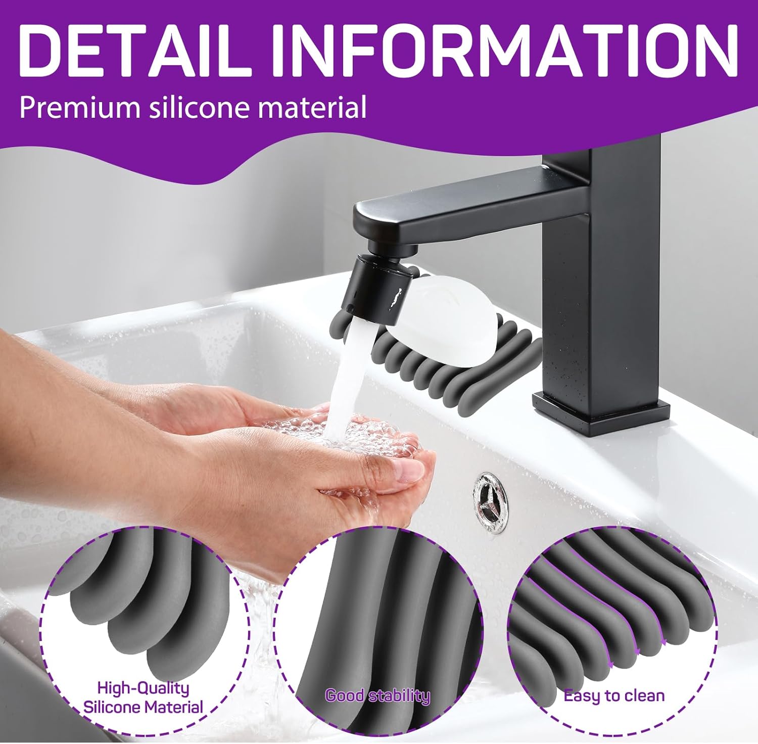 2 Pcs Self Draining Silicone Soap Holder - Waterfall Design Grey