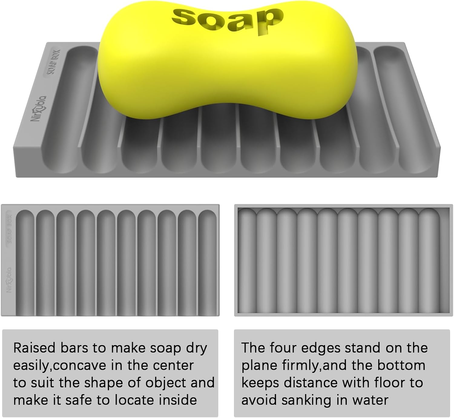 Nirxubla Flexible Silicone Soap Holder 59315 Grey