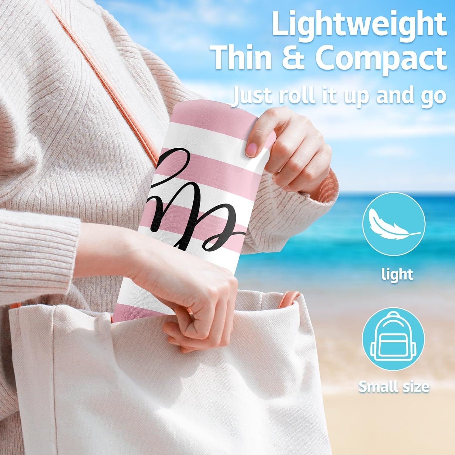 Customized Beach Towel with Name for Adults Kids Quick Dry Sand Free