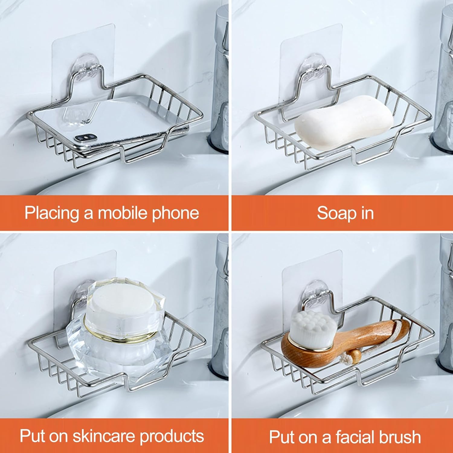 Stainless Steel Soap Holder with Drainage and Anti-Slip Design