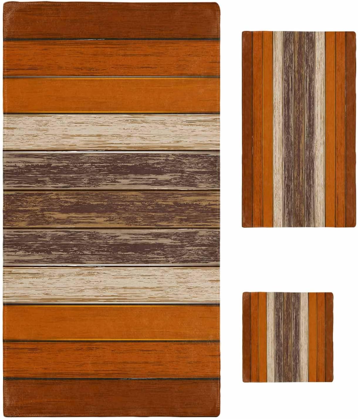 3 Piece Farmhouse Burnt Orange Bath Towel Set with Hand Towel and Washcloth