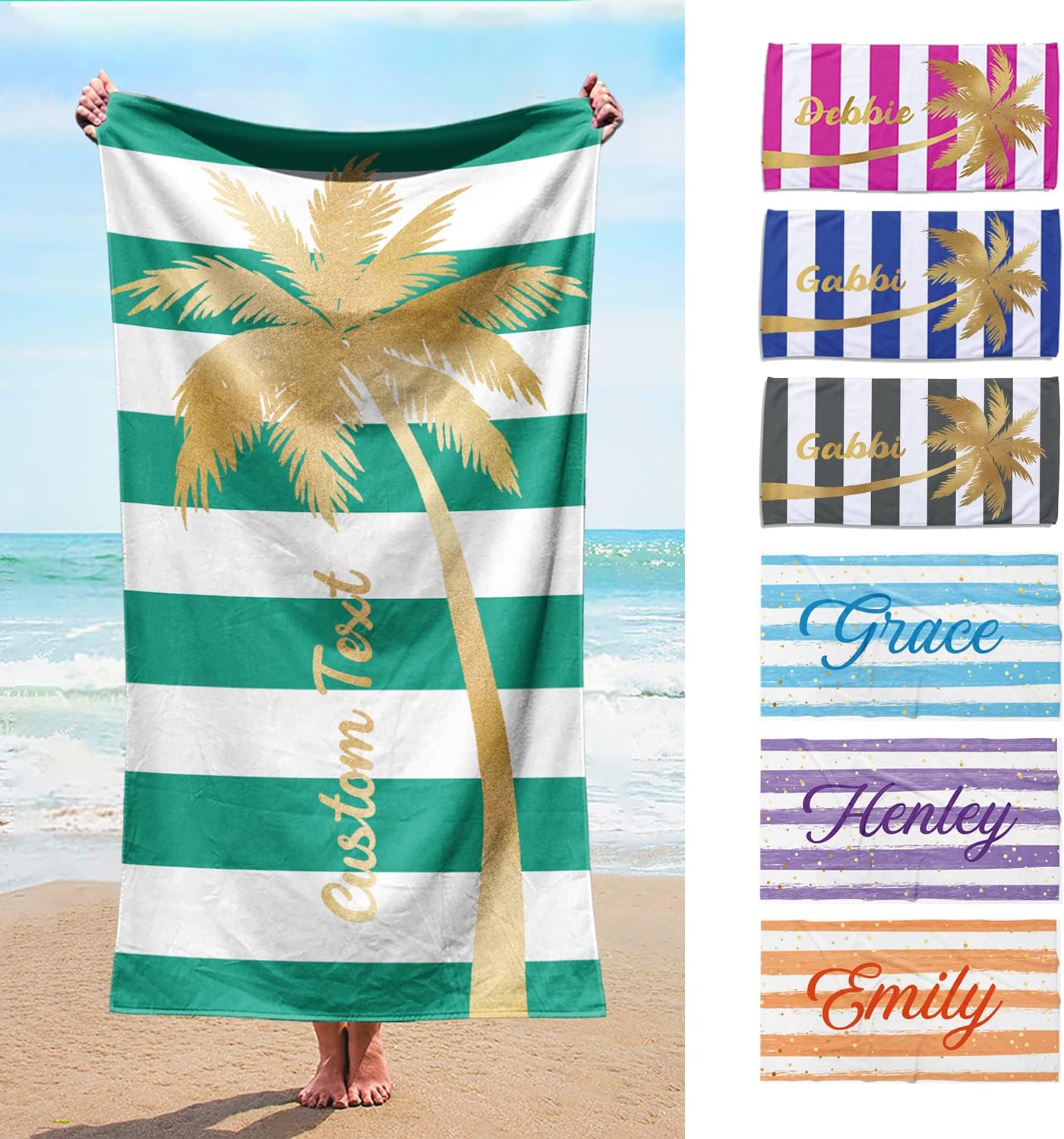 Custom Beach Towel - Personalized with Name Initials