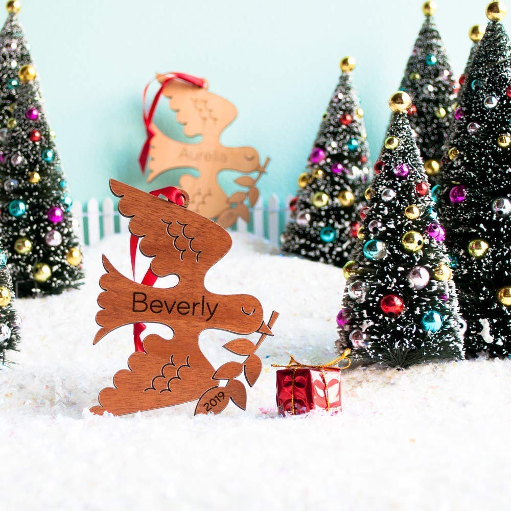 Graphic Spaces Peace Dove Ornament Personalized Babys First Christmas 2024