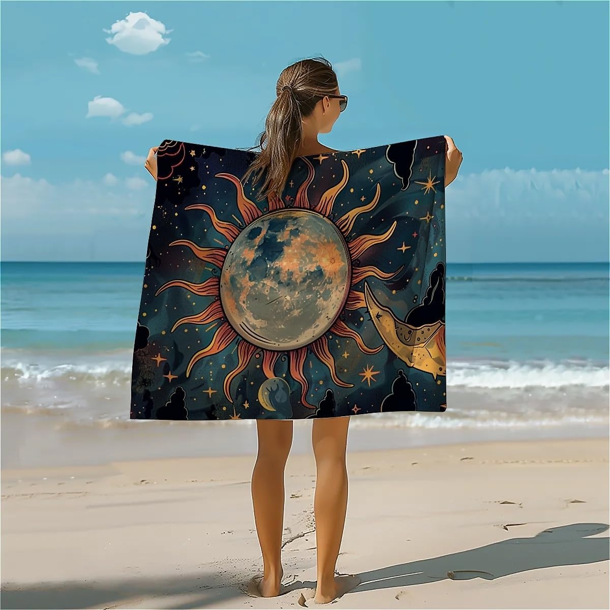 Day and Night Moon Sun Fluffy Beach Towels 32x64 Inch