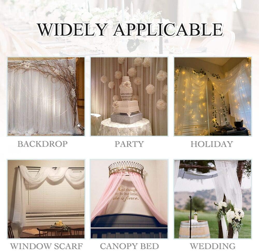 RYB HOME White Sheer Curtains for Canopy Bed 2 Panels