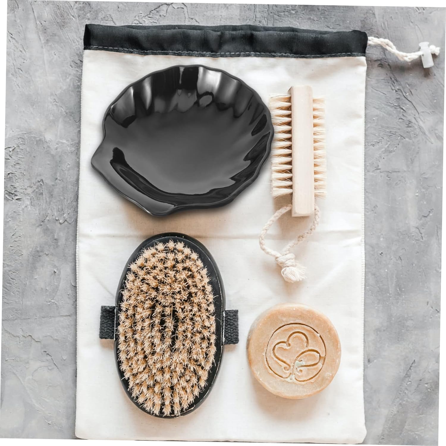 HOLIDYOYO Seashell Soap Dish Black Acrylic Bar Soap Holder